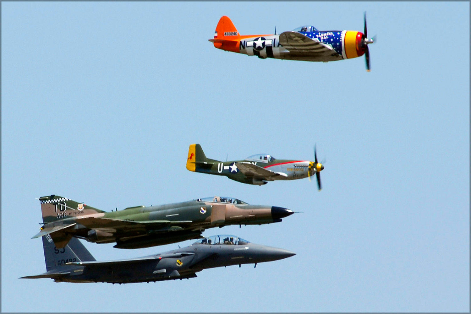 Poster, Many Sizes Available; Aircraft Fighter Plane P 47 Thunderbolt, P 51 Mustang, F 4 Phantom, F 15 Strike Eagle