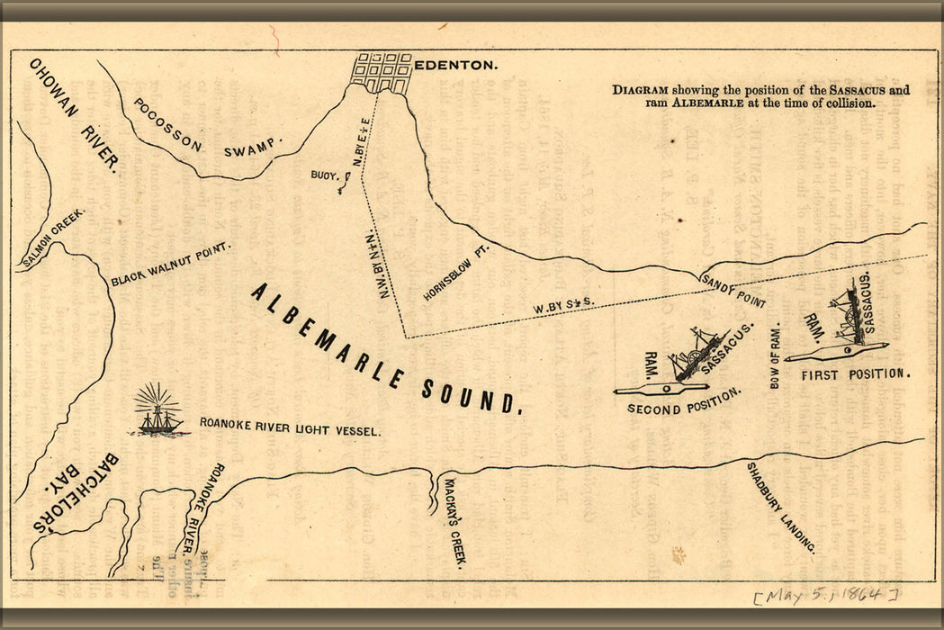 Poster, Many Sizes Available; Civil War Map Of Albemarle Sound 1864