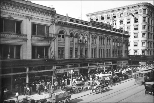 Poster, Many Sizes Available; Broadway And Fourth Street, Los Angeles, Ca.1908-1910 (-2616)