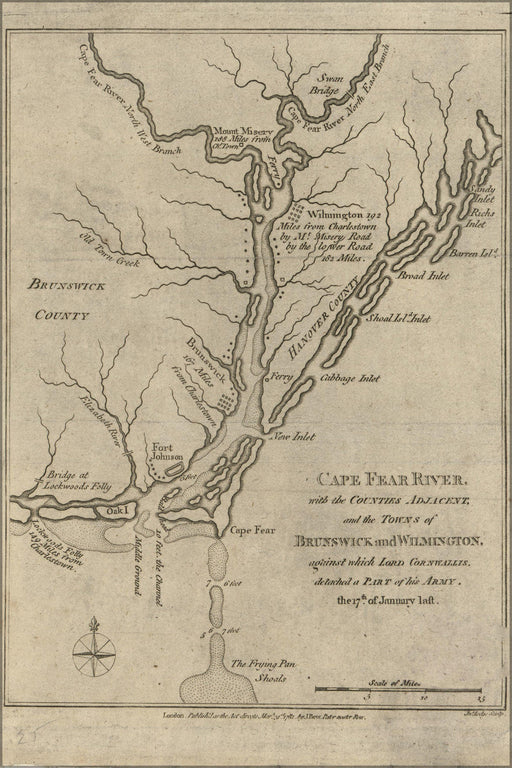 Poster, Many Sizes Available; Map Of Cape Fear River North Carolina 1781