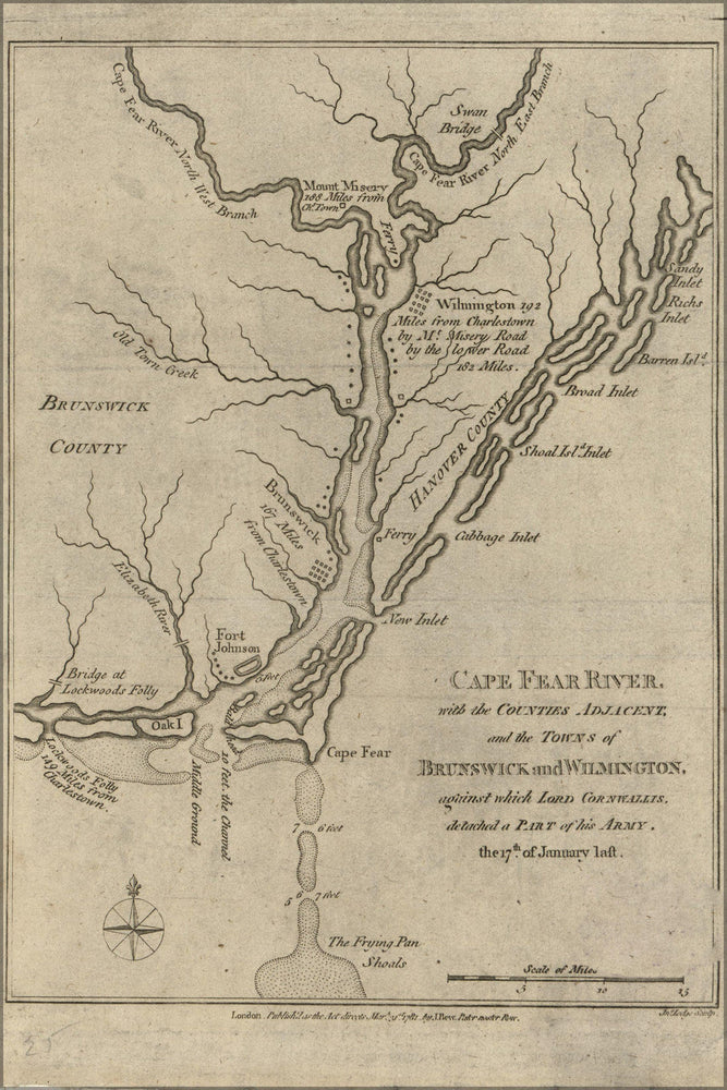 Poster, Many Sizes Available; Map Of Cape Fear River North Carolina 1781