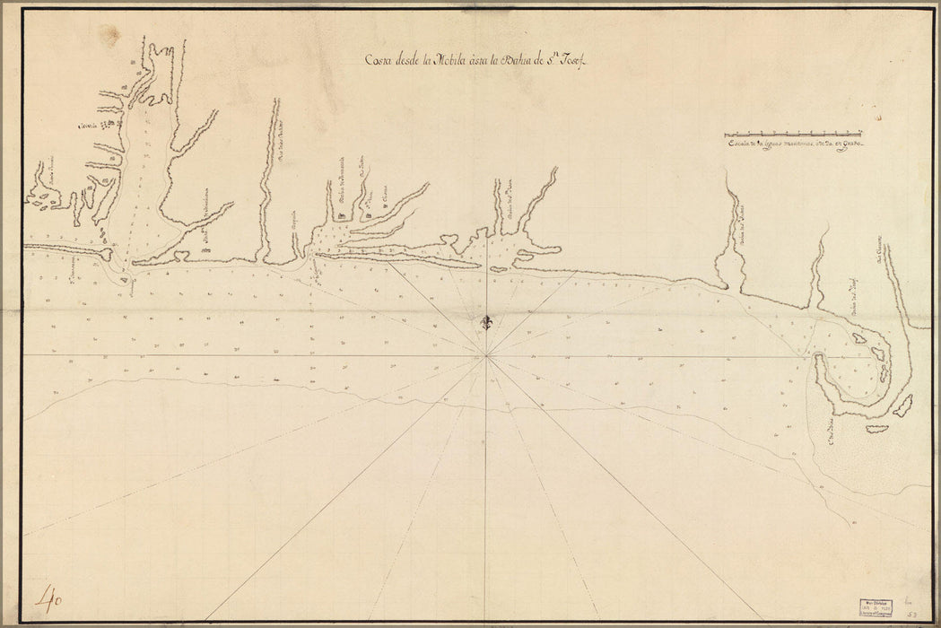 Poster, Many Sizes Available; Map Of Mobile Alabama Coast 1800 In Spanish