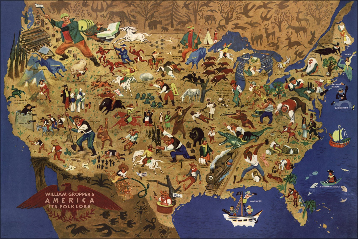 Poster, Many Sizes Available; Map Of United States Of America Folklore 1946