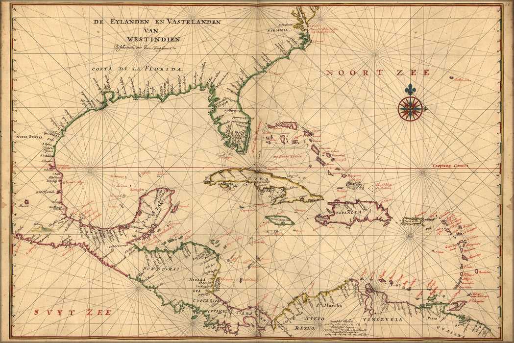 Poster, Many Sizes Available; Map Of Caribbean During Pirates Golden Age 1639