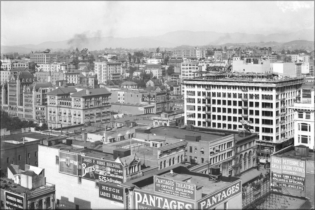 Poster, Many Sizes Available; Panoramic View Of Downtown Los Angeles Showing Pershing Square, Ca.1910 (5054) #031215