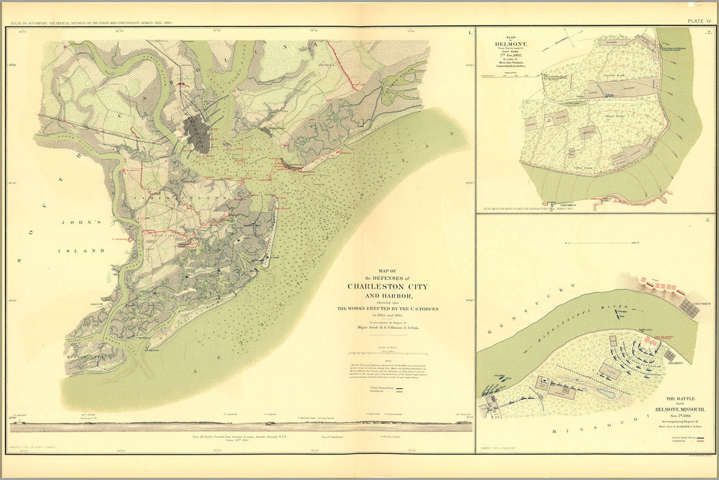 Poster, Many Sizes Available; Civil War Map Of Charleston South Carolina , Belmont  1861