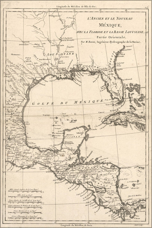 Poster, Many Sizes Available; Map Of Caribbean; Florida Mexico Cuba 1788 In French