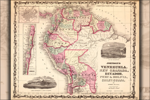 Poster, Many Sizes Available; Map Of Venezuela Ecuador Peru Bolivia Chile 1862