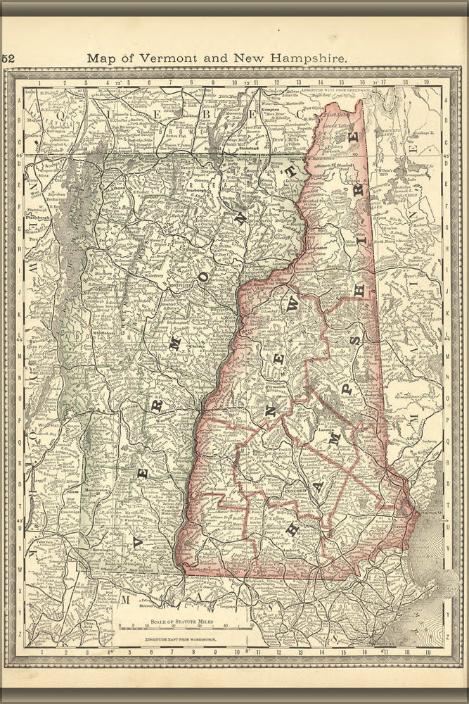 Poster, Many Sizes Available; Map Of Vermont & New Hampshire 1881