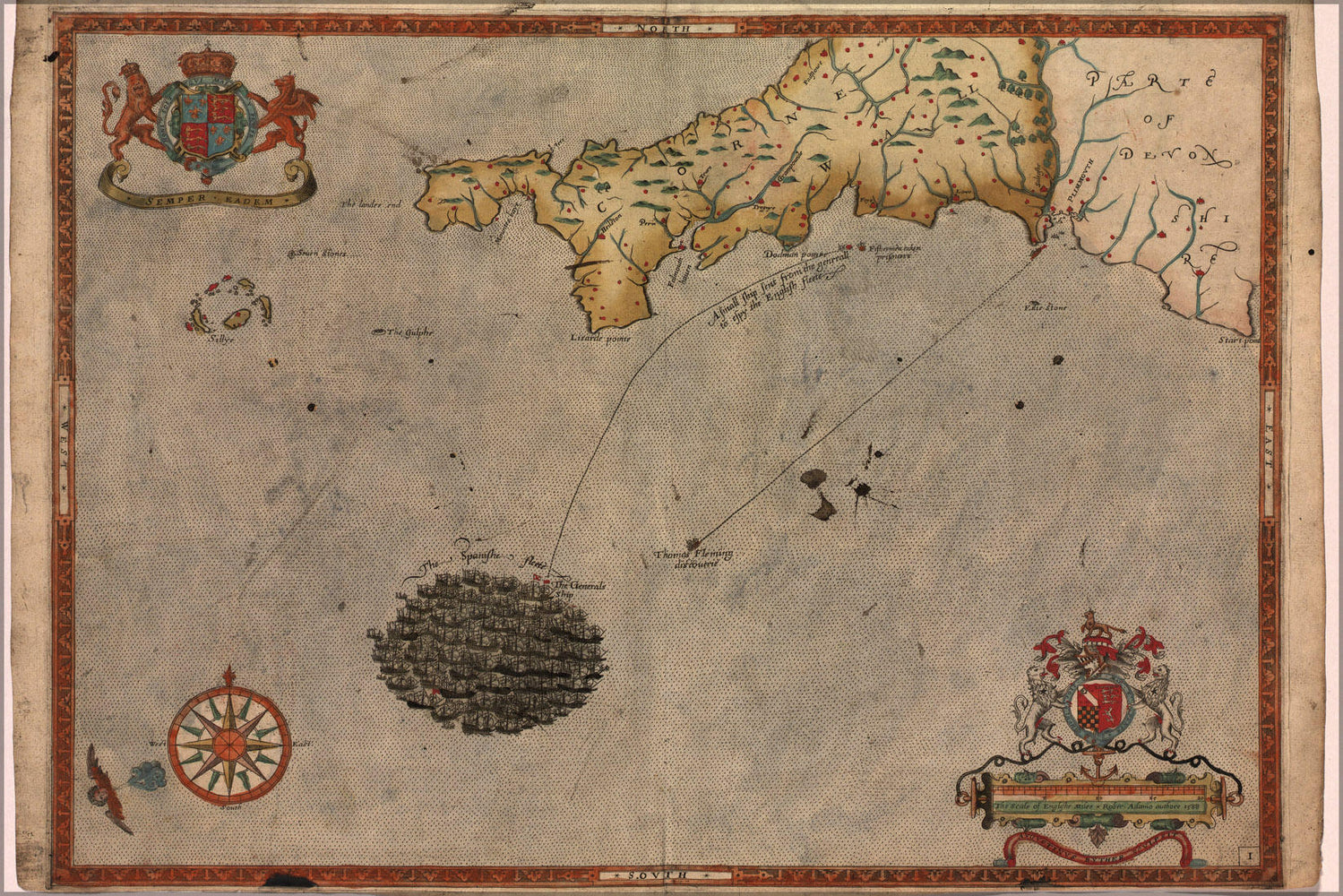 Poster, Many Sizes Available; Spanish Armada Map Sir Francis Drake 1590 P1