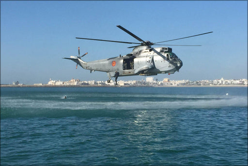 Poster, Many Sizes Available; Spanish Navy Sikorsky Sh-3D Sea King Helicopter Into Cadiz Bay