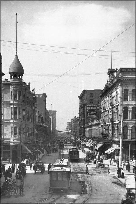 Poster, Many Sizes Available; Looking South On Spring Street From First Street, Los Angeles, 1900-1910 (Chs-2348) #031715