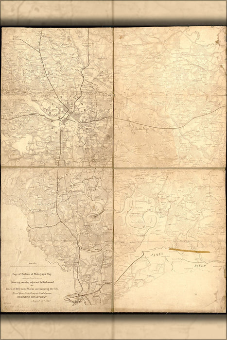 Poster, Many Sizes Available; Civil War Map Of Richmond Virginia Defenses 1864