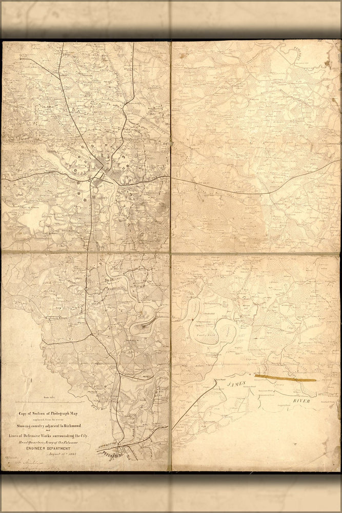 Poster, Many Sizes Available; Civil War Map Of Richmond Virginia Defenses 1864