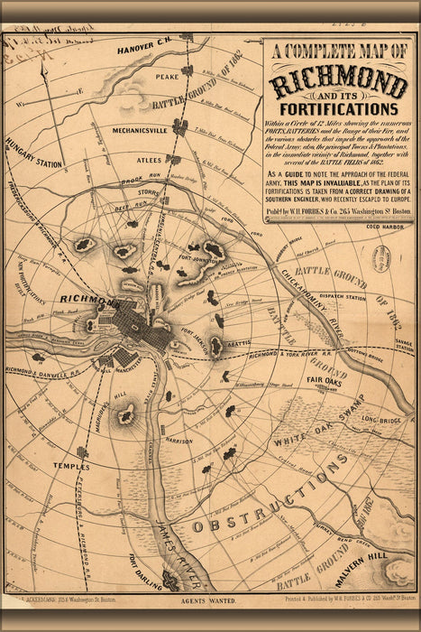 Poster, Many Sizes Available; Civil War Map Of Richmond, Virginia 1863