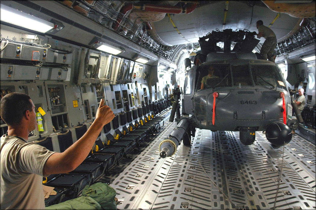 Poster, Many Sizes Available; Hh-60 Pave Hawk Helicopter Inside C-17 Globemaster Iii