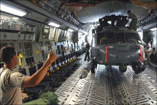 Poster, Many Sizes Available; Hh-60 Pave Hawk Helicopter Inside C-17 Globemaster Iii