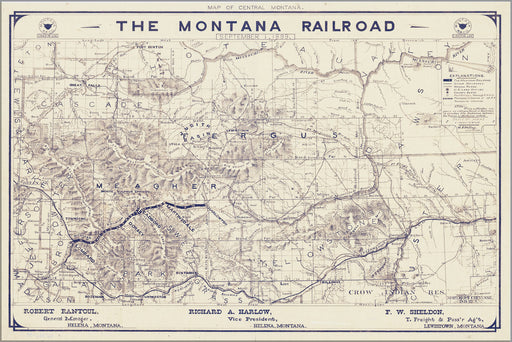 Poster, Many Sizes Available; Map Of Central Montana, Montana Railroad 1899