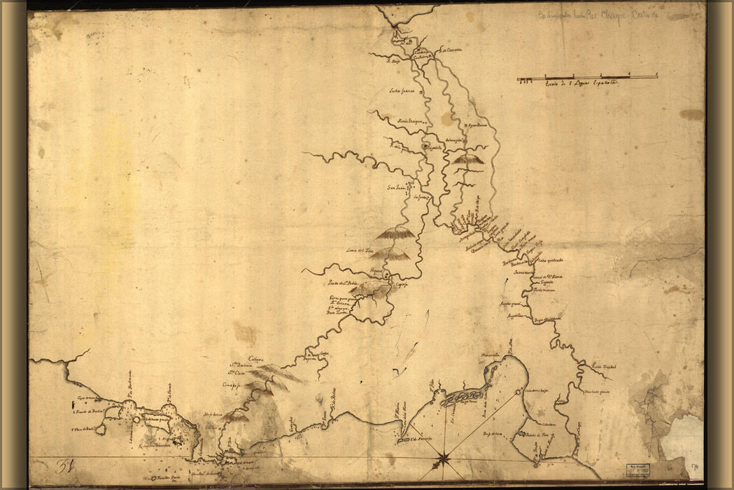 Poster, Many Sizes Available; Map Of Central Panama Showing Chagres River 1780