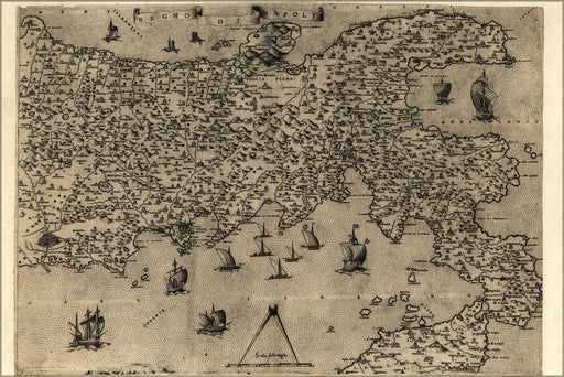 Poster, Many Sizes Available; Map Of Naples, Italy, 1557