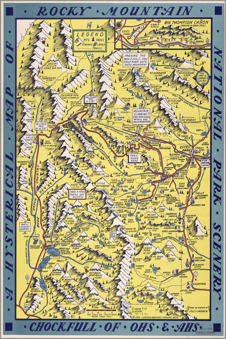 Poster, Many Sizes Available; Funny Map Of Rocky Mountain National Park 1948