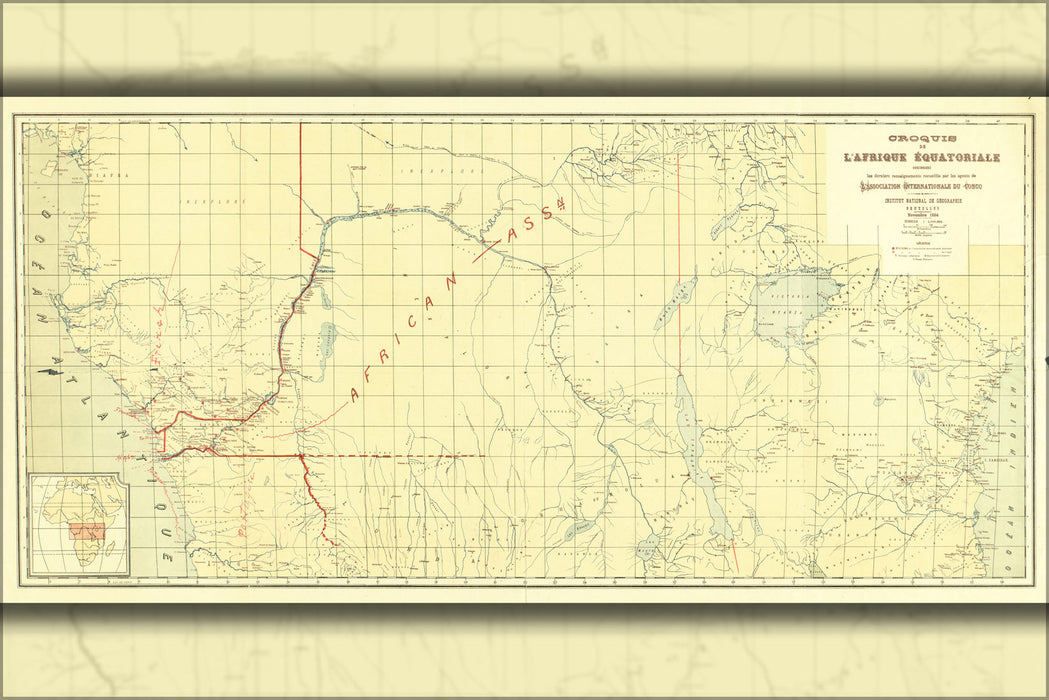 Poster, Many Sizes Available; Map Of Central Sahara Africa 1884 In French