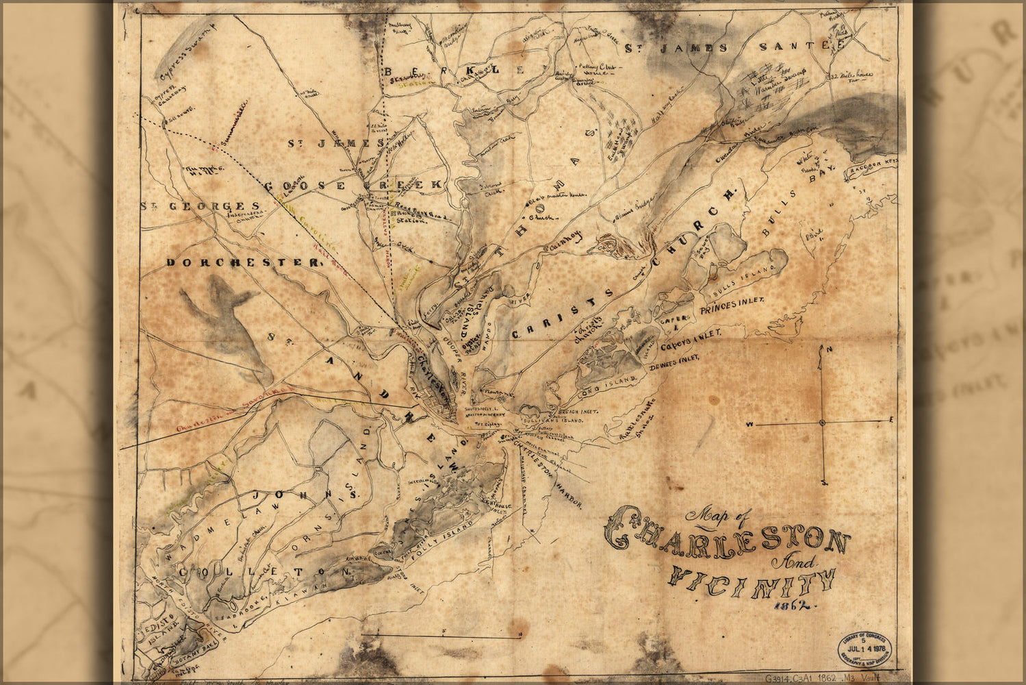 Poster, Many Sizes Available; Map Of Charleston And Vicinity 1862