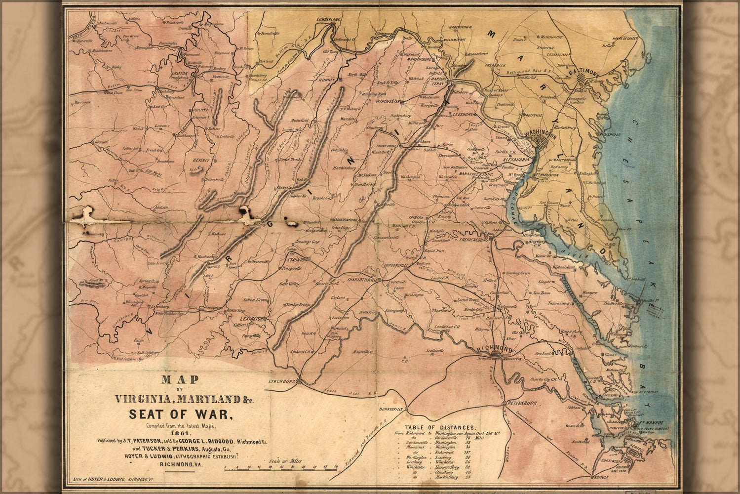 Poster, Many Sizes Available; Map Of Virginia, Maryland Seat Of War 1861