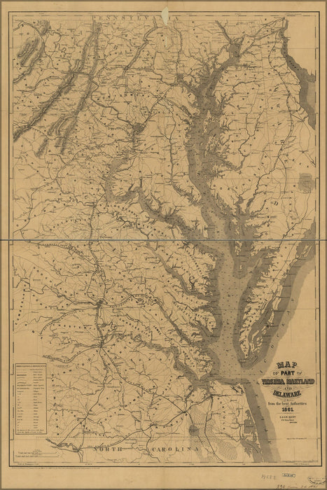 Poster, Many Sizes Available; Map Of Virginia, Maryland, And Delaware 1861