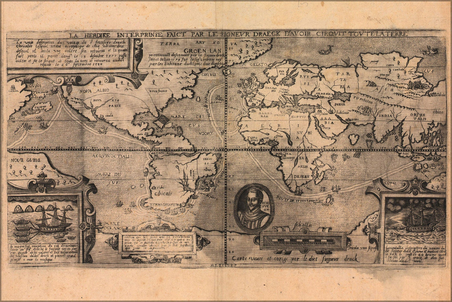 Poster, Many Sizes Available; Map Of Voyage Of Sir Francis Drake 1581