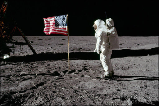 Poster, Many Sizes Available; Buzz Aldrin Salutes American Flag Apollo 11