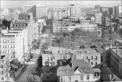 Poster, Many Sizes Available; Panoramic View Of Los Angeles, Looking Southeast On 5Th Street From Grand Avenue, Showing Pershing Square, Ca.