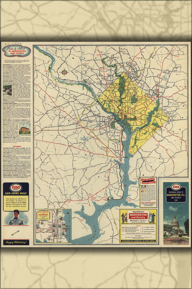 Poster, Many Sizes Available; Map Of Washington Dc & Vicinity  1942 P2