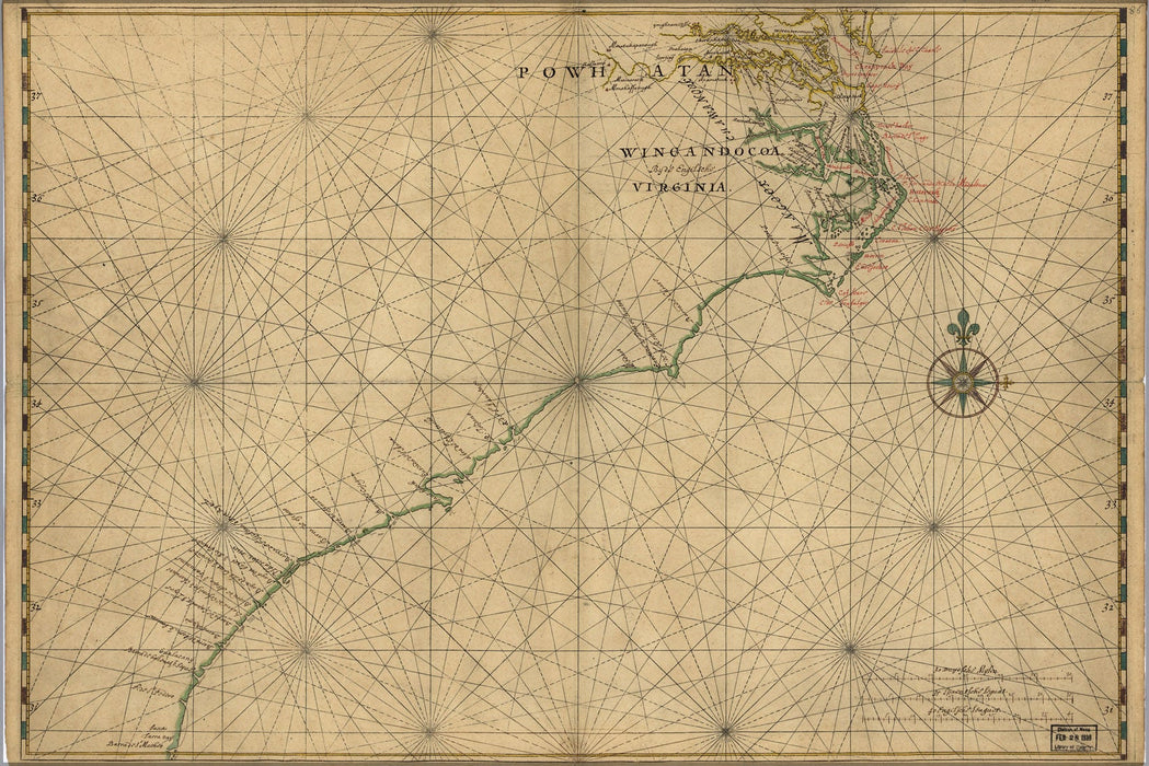 Poster, Many Sizes Available; Map Of Chesapeake Bay To Florida 1639 In Dutch