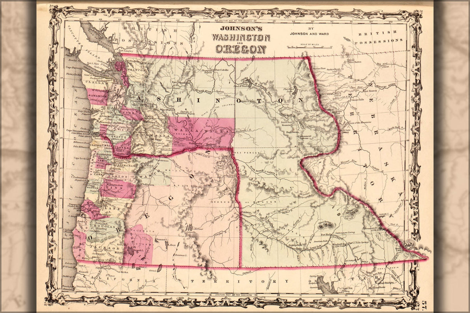 Poster, Many Sizes Available; Map Of Washington State & Oregon 1862