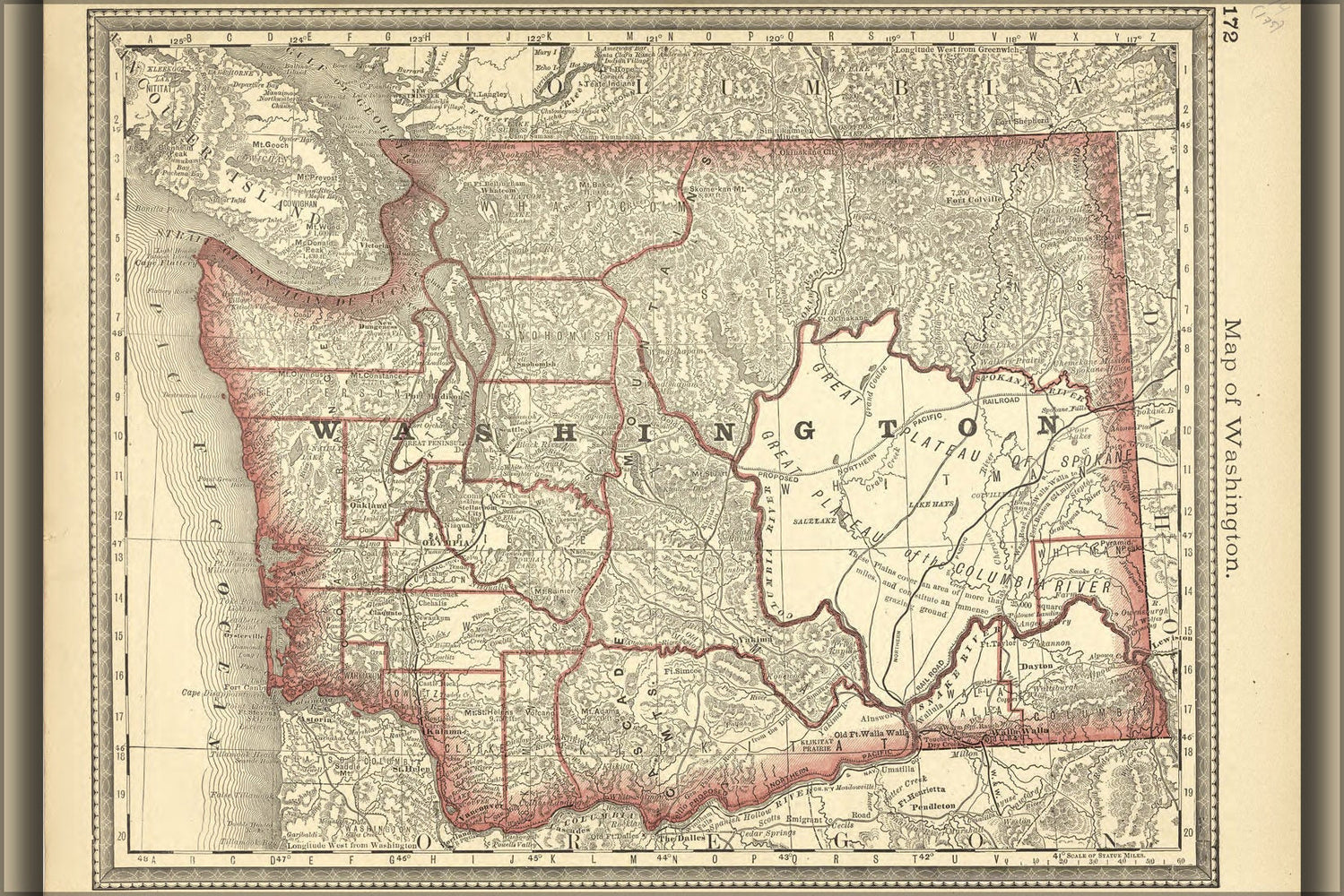 Poster, Many Sizes Available; Map Of Washington State 1881