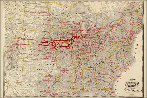 Poster, Many Sizes Available; Map Of Chicago Burlington & Quincy Railroad 1881