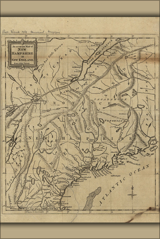 Poster, Many Sizes Available; Map Of New Hampshire In New England 1781