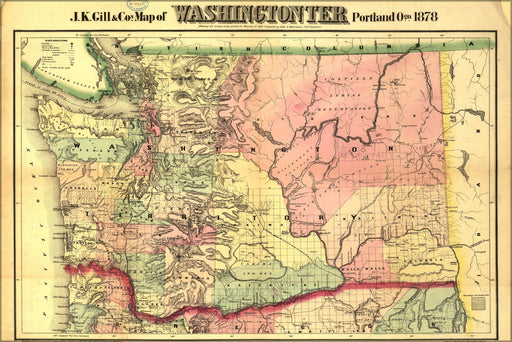 Poster, Many Sizes Available; Map Of Washingtonter Washington State 1878