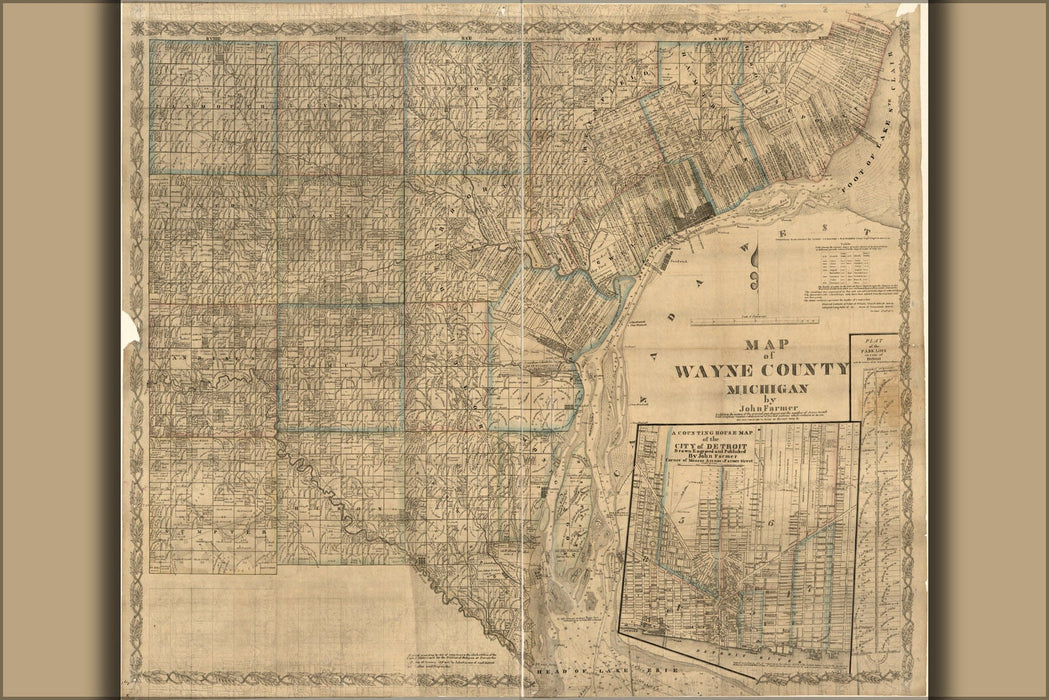 Poster, Many Sizes Available; Map Of Wayne County, Michigan 1855