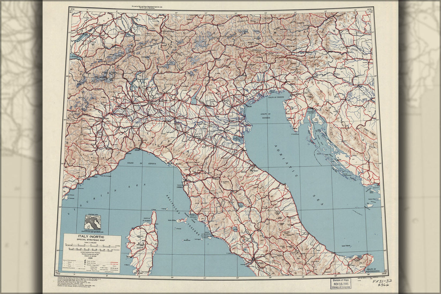 Poster, Many Sizes Available; Strategic Map Of Northern Italy 1943 Us Army