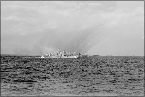 Poster, Many Sizes Available; Lsm&#39;S (R) Sending Rockets At The Shores Of Pokishi Shima, Battle Of Okinawa