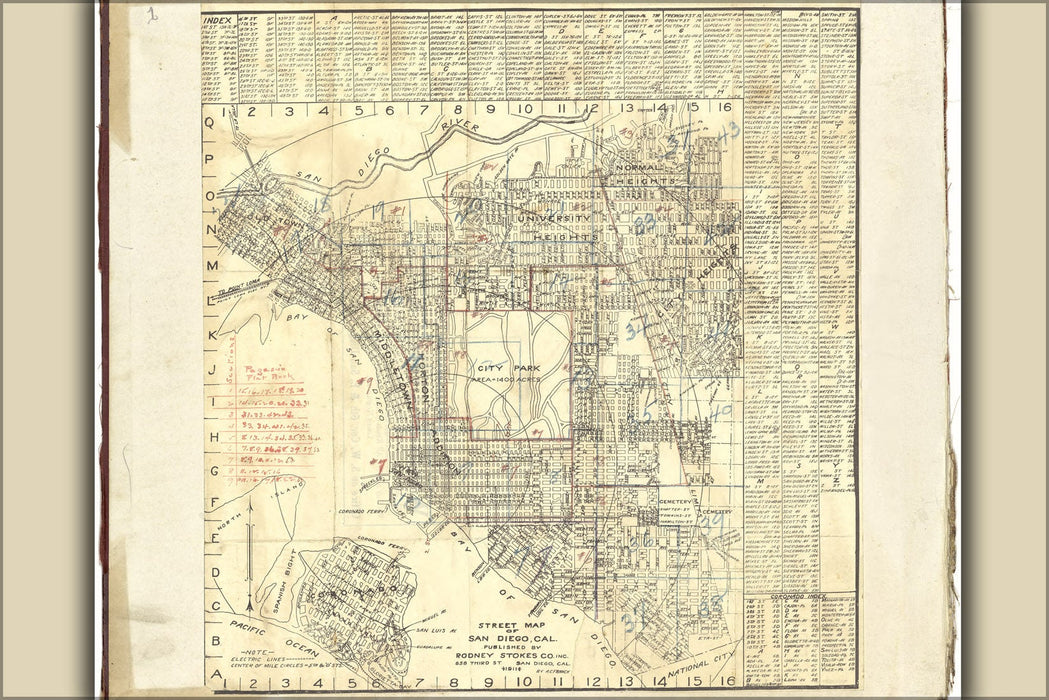 Poster, Many Sizes Available; Street Map Of San Diego, California 1911