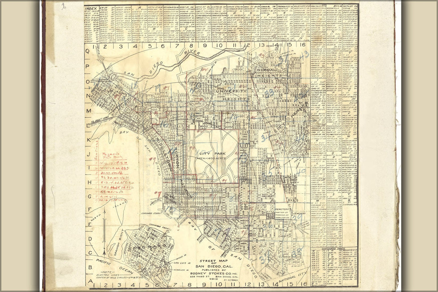 Poster, Many Sizes Available; Street Map Of San Diego, California 1911