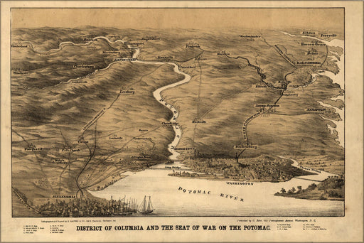 Poster, Many Sizes Available; Civil War Map Washington D.C. Potomac River 1860S