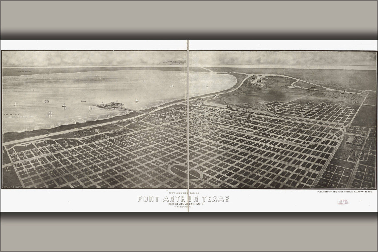 Poster, Many Sizes Available; Map Of City And Harbor Of Port Arthur, Texas 1912