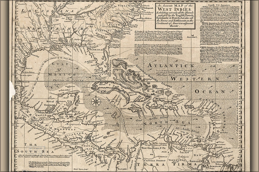 Poster, Many Sizes Available; Map Of West Indies Cuba Florida Mexico 1750 P2