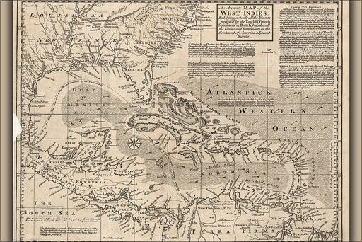 Poster, Many Sizes Available; Map Of West Indies Cuba Florida Mexico 1750 P2