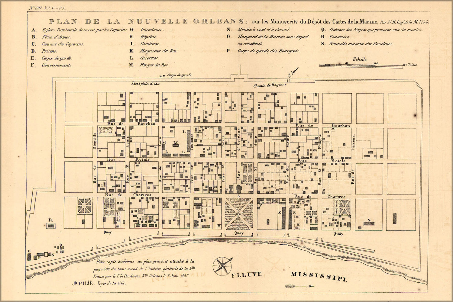 Poster, Many Sizes Available; Map Of New Orleans, Louisiana, 1744