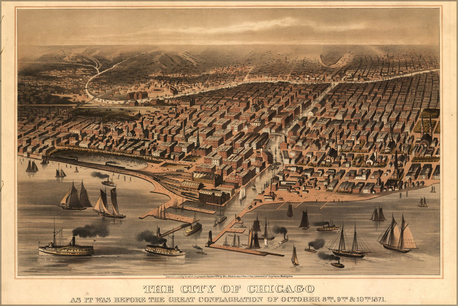 Poster, Many Sizes Available; Map Of City Of Chicago Before The Fire 1871